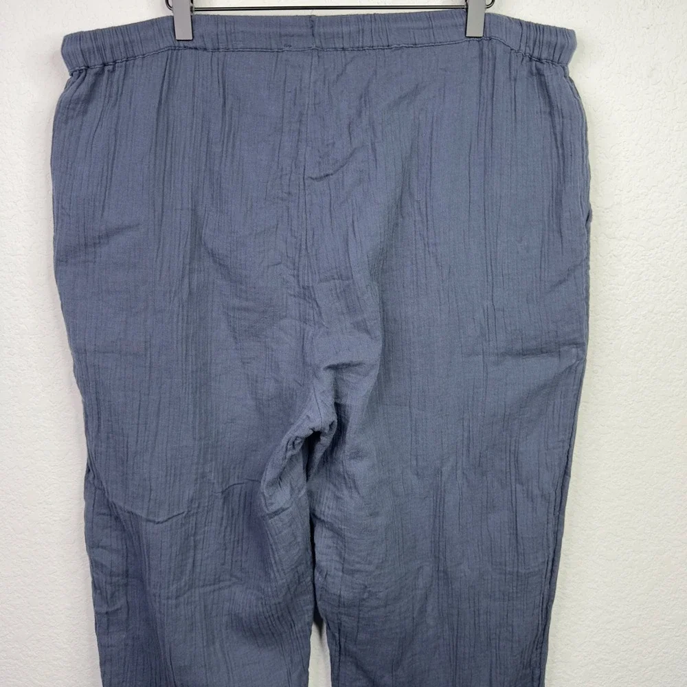 Quince Pants Womens XL Blue Indigo Organic Gauze Straight Leg Minimalist Coastal